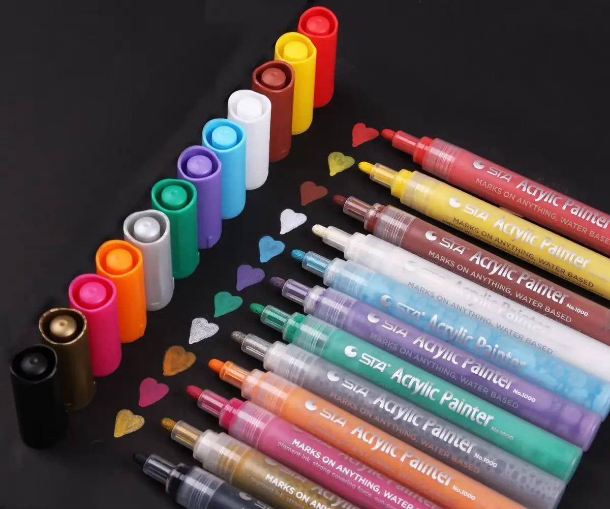 Набір маркерів для малювання акрилових 12 кольорів - фото 2 Набір маркерів для малювання акрилових 12 кольорів - фото 2
