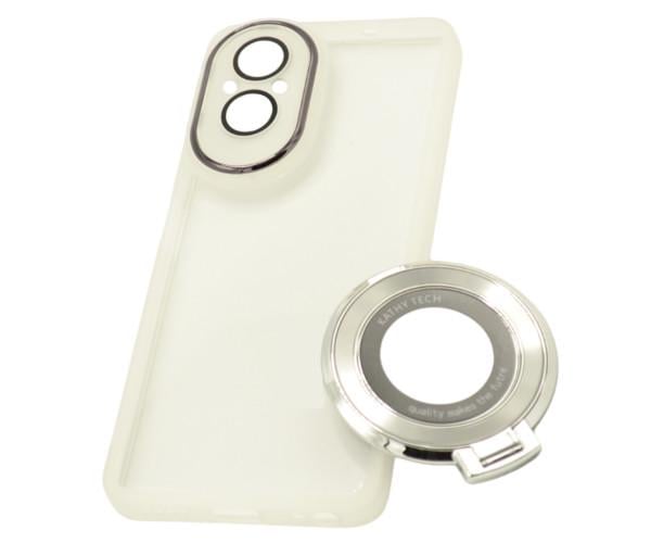 Силіконовий чохол накладка Clear Case Kathy Tech для Realme C67 4G​​ з металевим кільцем тримачем та захистом для камери Білий