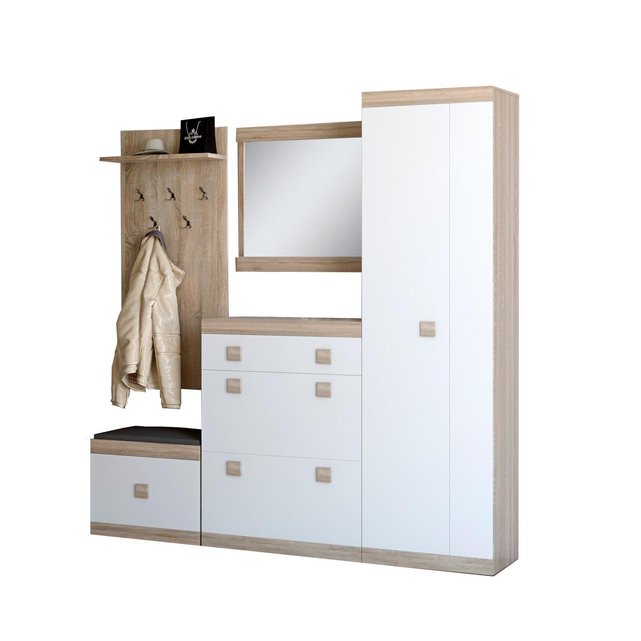 Прихожая Эверест Соната 1 модульная 5 элементов Дуб Сонома/Белый (DTM-2193)