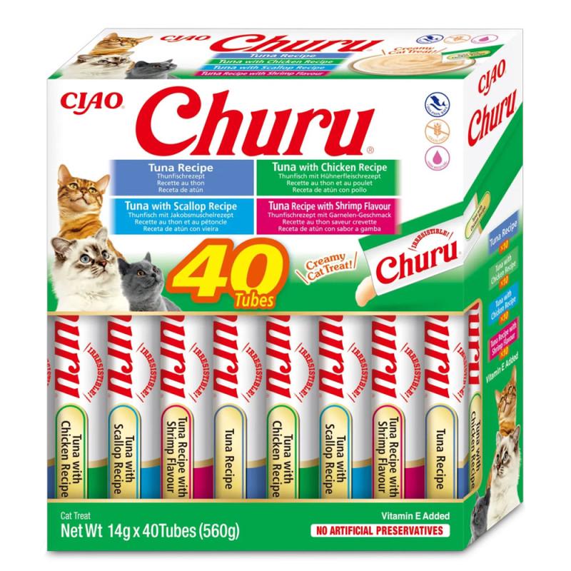 Лакомство для кошек INABA Churu Сливочный мусс в стиках Разновидности тунца и морепродуктов 40 шт. (3189952122) Лакомство для кошек INABA Churu Сливочный мусс в стиках Разновидности тунца и морепродуктов 40 шт. (3189952122)
