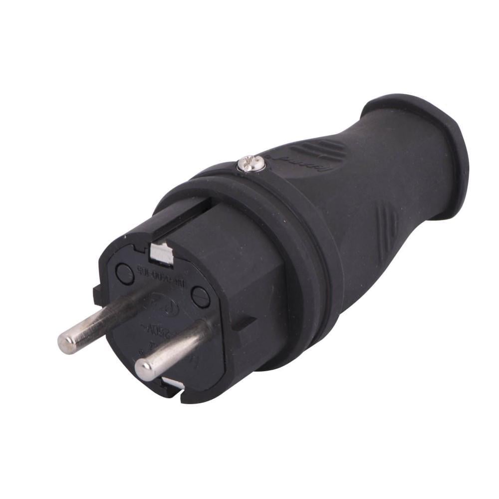 Вилка Lezard стандартна однофазна каучук 2P/PE 16А 220-240V (106-0400-0105)