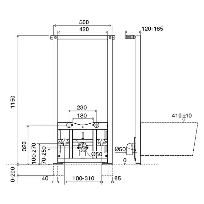 Інсталяція для біде VOLLE MASTER 50x115x12 см (131115) - фото 2