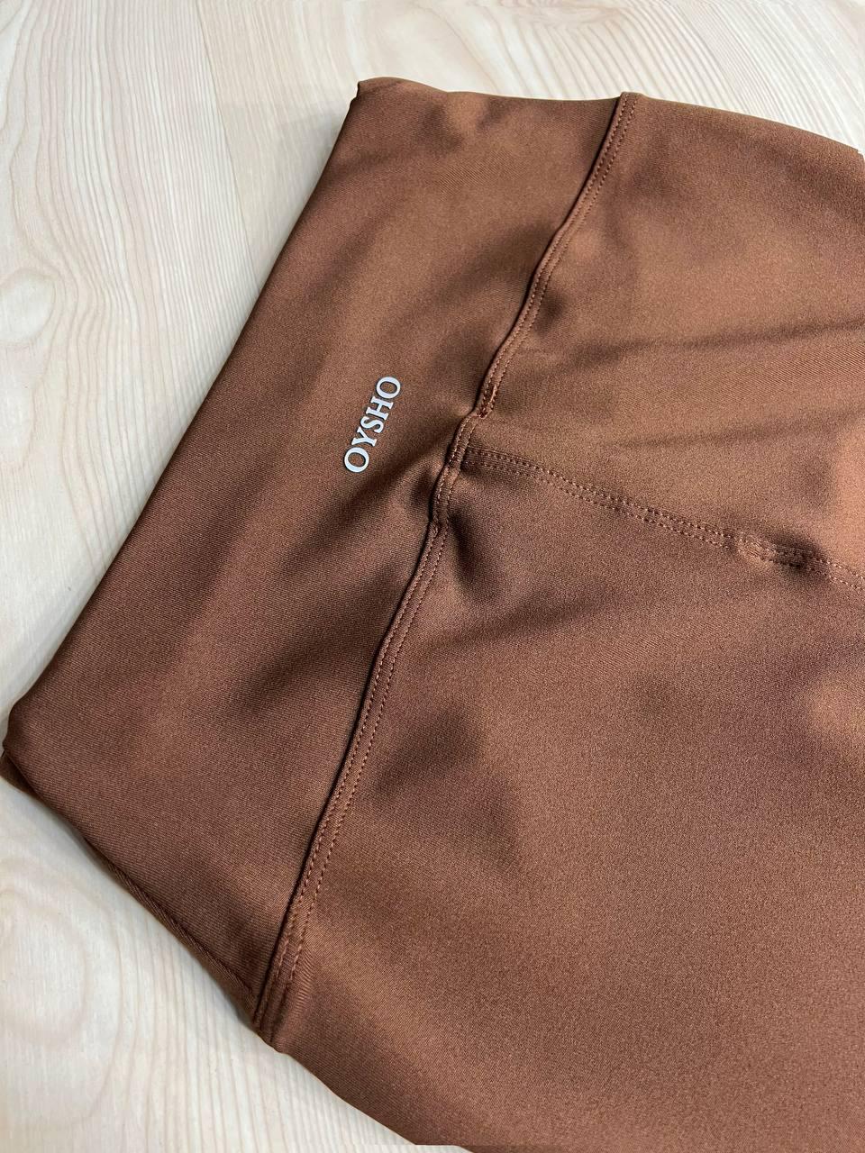 Лосины женские Oysho 101 NanoFit с широким поясом тонкие 2XL Коричневый (4048) - фото 3