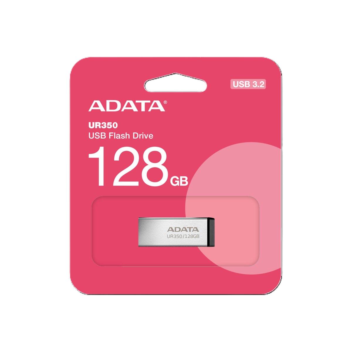 Флеш-память USB ADATA USB 3.2 UR 350 128 Gb Silver/Black (604306) - фото 1