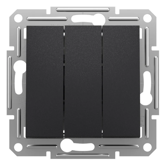 Выключатель трехклавишный Schneider Asfora Антрацит (27641574)