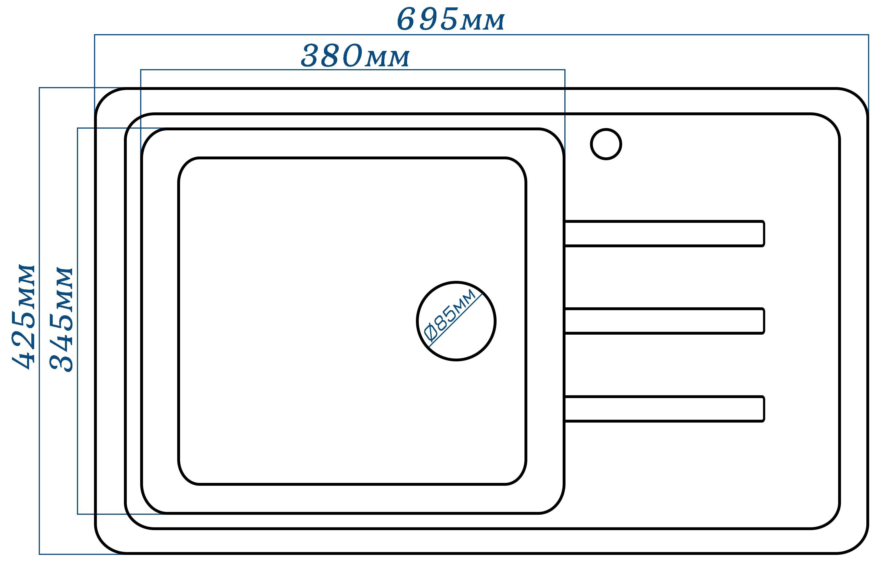 Мойка кухонная Valetti 63R 695х425мм Бежевый - фото 3