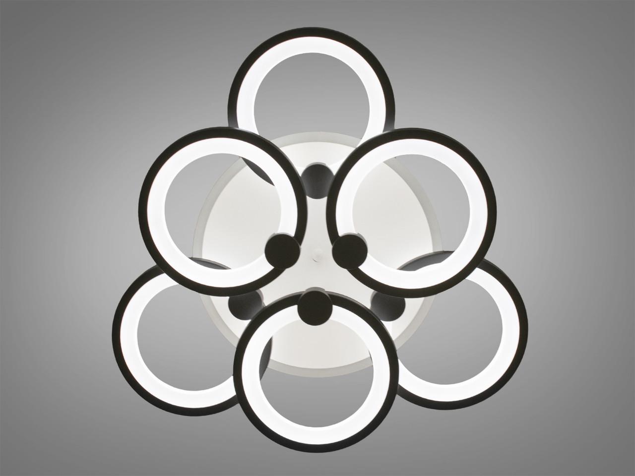 Люстра LED для залу з LED підсвічуванням 8022-3+3BK-LS 85W на 12 м2 Чорний (1870246550) - фото 3