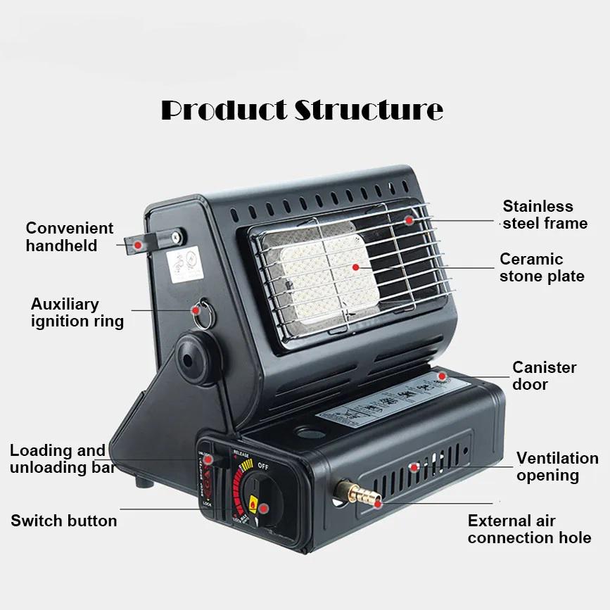 Обігрівач газовий туристичний Portable Gas Heater 1,3 kW керамічний для невеликих приміщень Чорний - фото 2