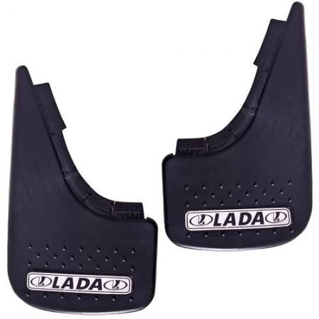 Брызговики малые Lada Элегант с надписью/Мягкий с выдавленными шипами 2 шт. Серебряный/Черный