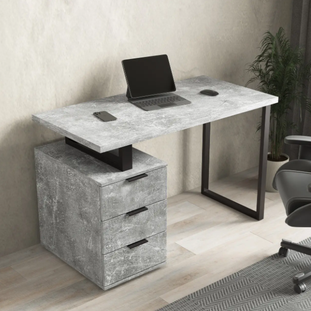 Стіл комп’ютерний Loft FMX-3 з тумбою на 3 ящики Бетон (29600677)