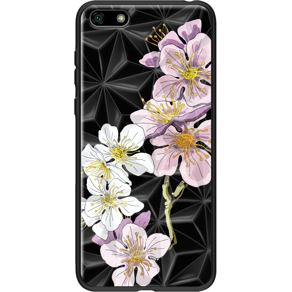 Чохол BoxFace Huawei Y5 2018 Cherry Blossom Чорний силікон із призмою (33370-cc4-37850)