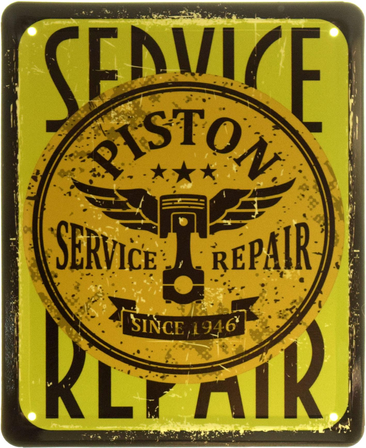 Табличка металлическая "Piston Service Repair Since 1946" 18x22 см (ms-103818)