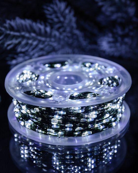 Гірлянда-нитка Роса USB з пультом на зеленому дроті 20 м Холодний білий (1000-RV321W) - фото 2