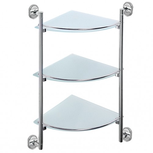 Полиця настінна скляна Frap F1907-3 3-ох ярусна кутова Хром (126654)