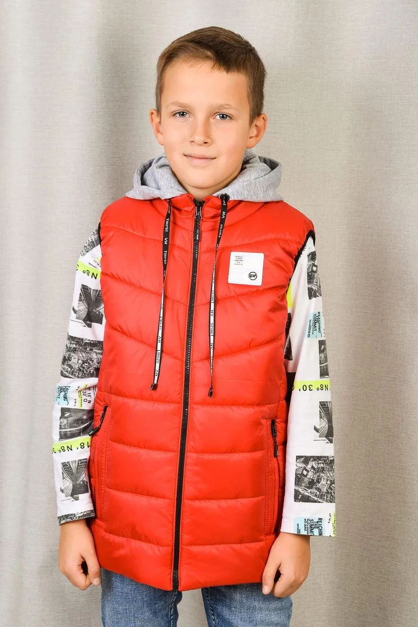 Жилет демісезонний для хлопчиків 134 см Червоний (2687775447)
