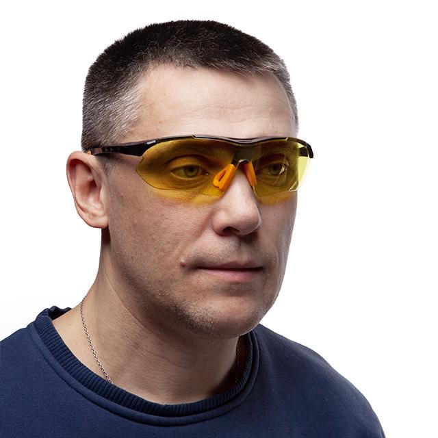 Очки защитные желтые линзы поликарбонатовые заушины Черный - фото 5 Очки защитные желтые линзы поликарбонатовые заушины Черный - фото 5