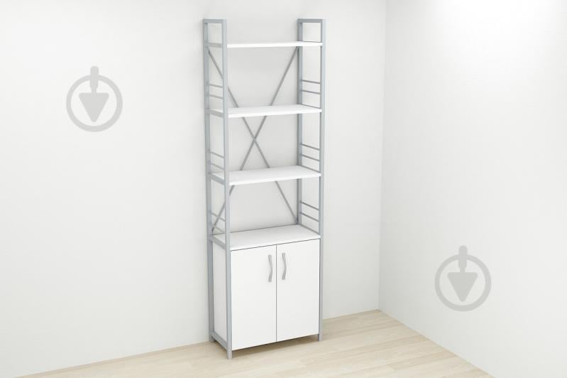 Этажерка 4/60 Ferrum-decor Серии Конект с тумбой  179x60x28 Серый ДСП Белое (FD1077)