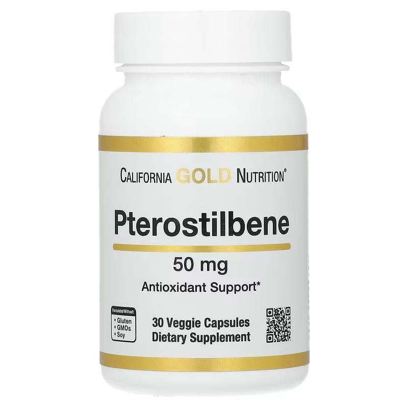 Птеростилбен California Gold Nutrition Pterostilbene 50 mg 30 капсул