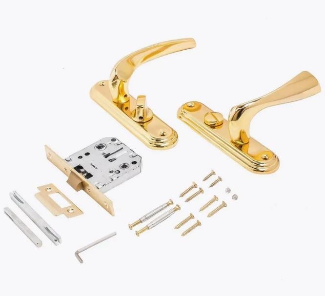 Комплект Paladii Corona 5040-BK GP ручка на планке под WC с механизмом Желтый (ПЗ107) - фото 3