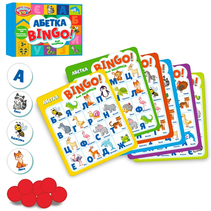 Настільна гра "Бінго" TG006 українська абетка/картки/фішки (31913968)