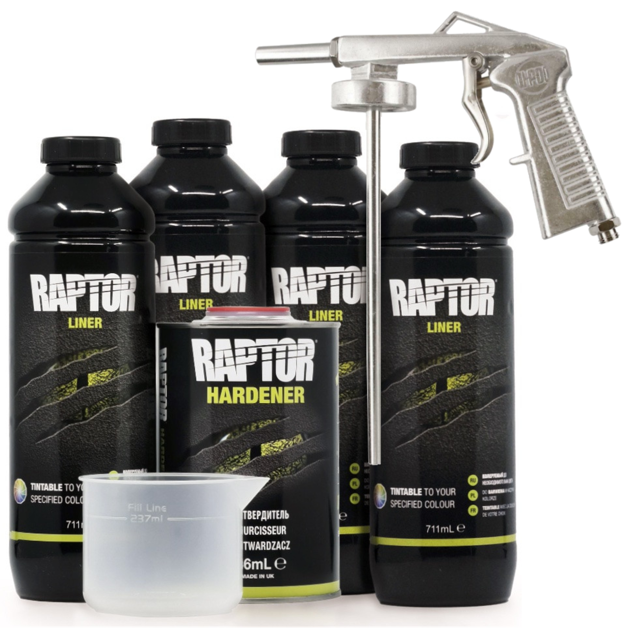 Захисне покриття підвищеної міцності U-POL RAPTOR з пістолетом 4 л Білий (RAP_RLW/S4-G)