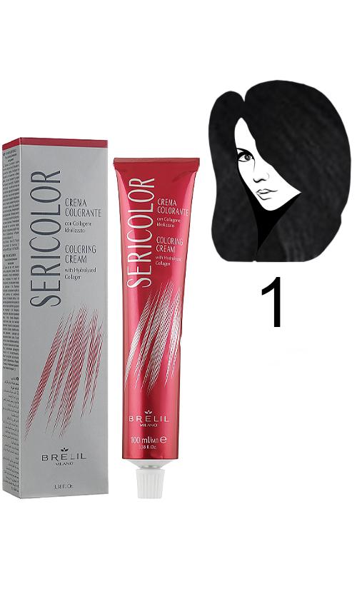 Фарба для волосся Brelil Sericolor Coloring Cream 1 Black (30890) Фарба для волосся Brelil Sericolor Coloring Cream 1 Black (30890)