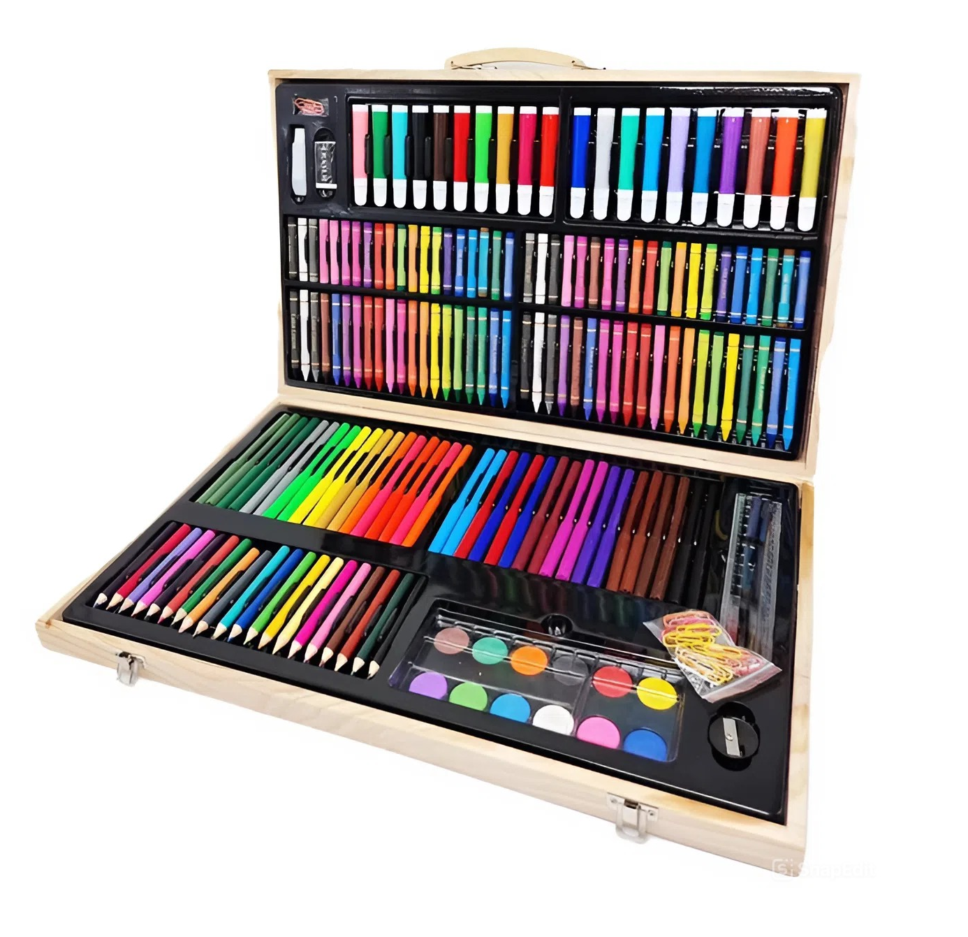 Детский набор для рисования 220 предметов в деревянном кейсе (7000007685)