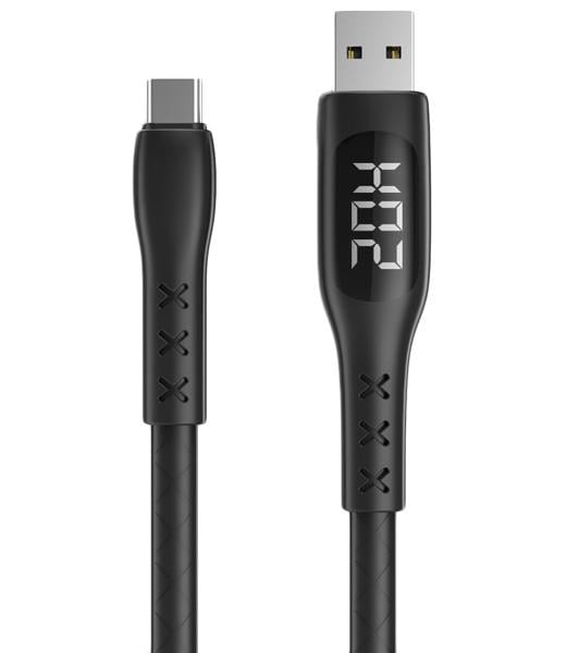 Кабель з дисплеєм WSKEN Cable USB to Type-C 2A 1,2 м Black - фото 1