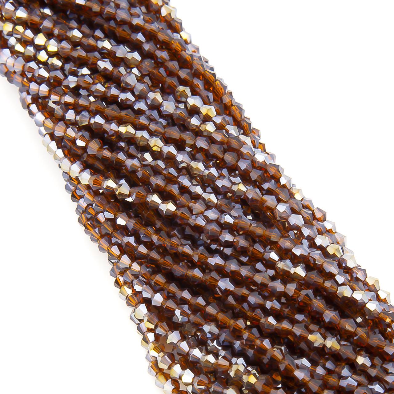 Намистини кришталеві Біконус АВ 3,5х3,2 мм 125 шт. Коричневий (БІ0003к58)