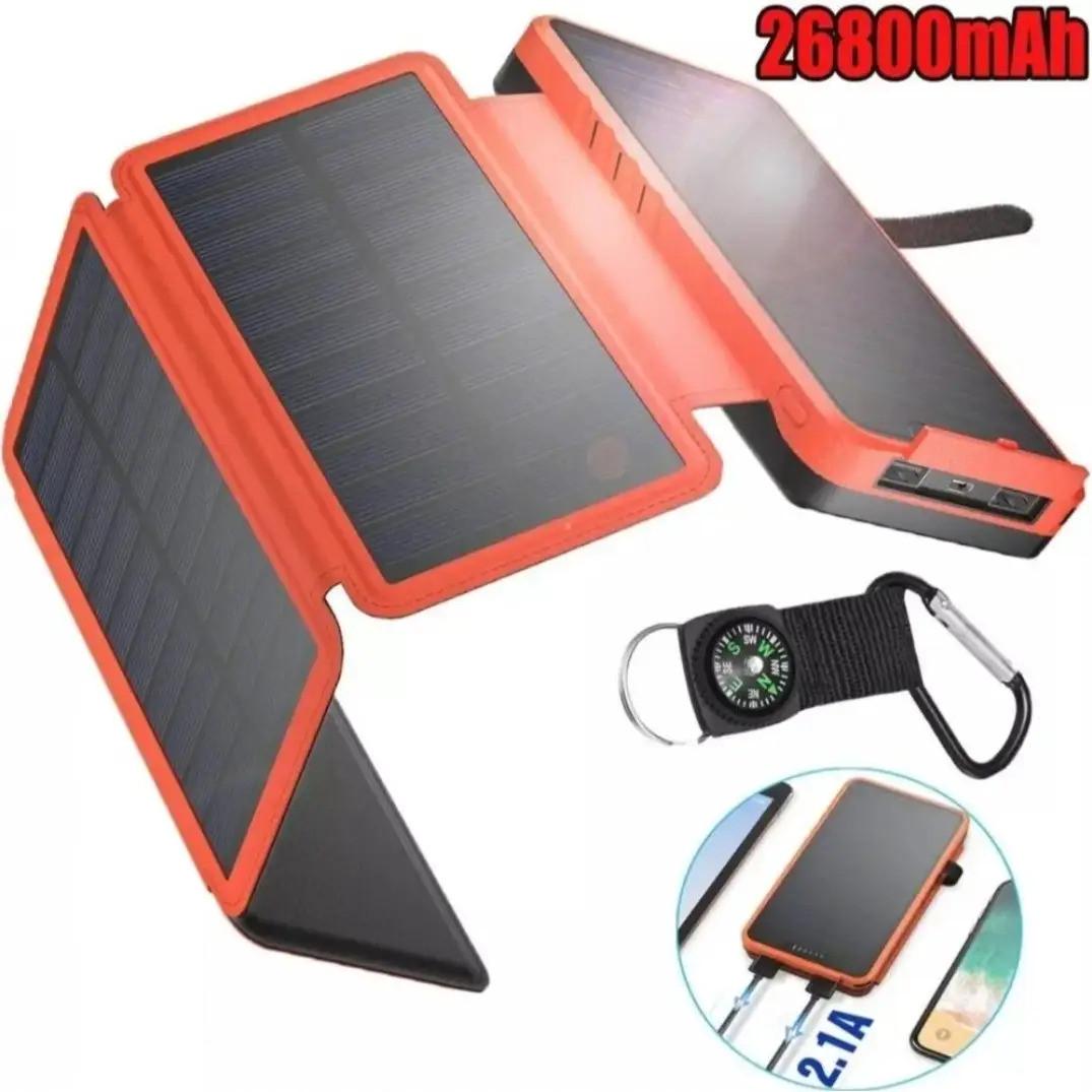 Повербанк сонячний iBattery YD-820S з додатковими панелями та ліхтариком 26800 mAh Orange - фото 5 Повербанк сонячний iBattery YD-820S з додатковими панелями та ліхтариком 26800 mAh Orange - фото 5