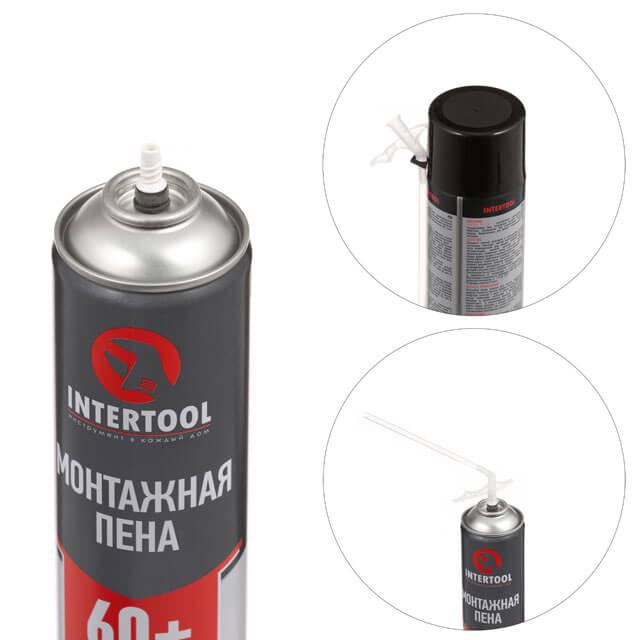 Пена монтажная Intertool FS-1100 всесезонная 750 мл 1000 г 60+ л (10212015) - фото 2