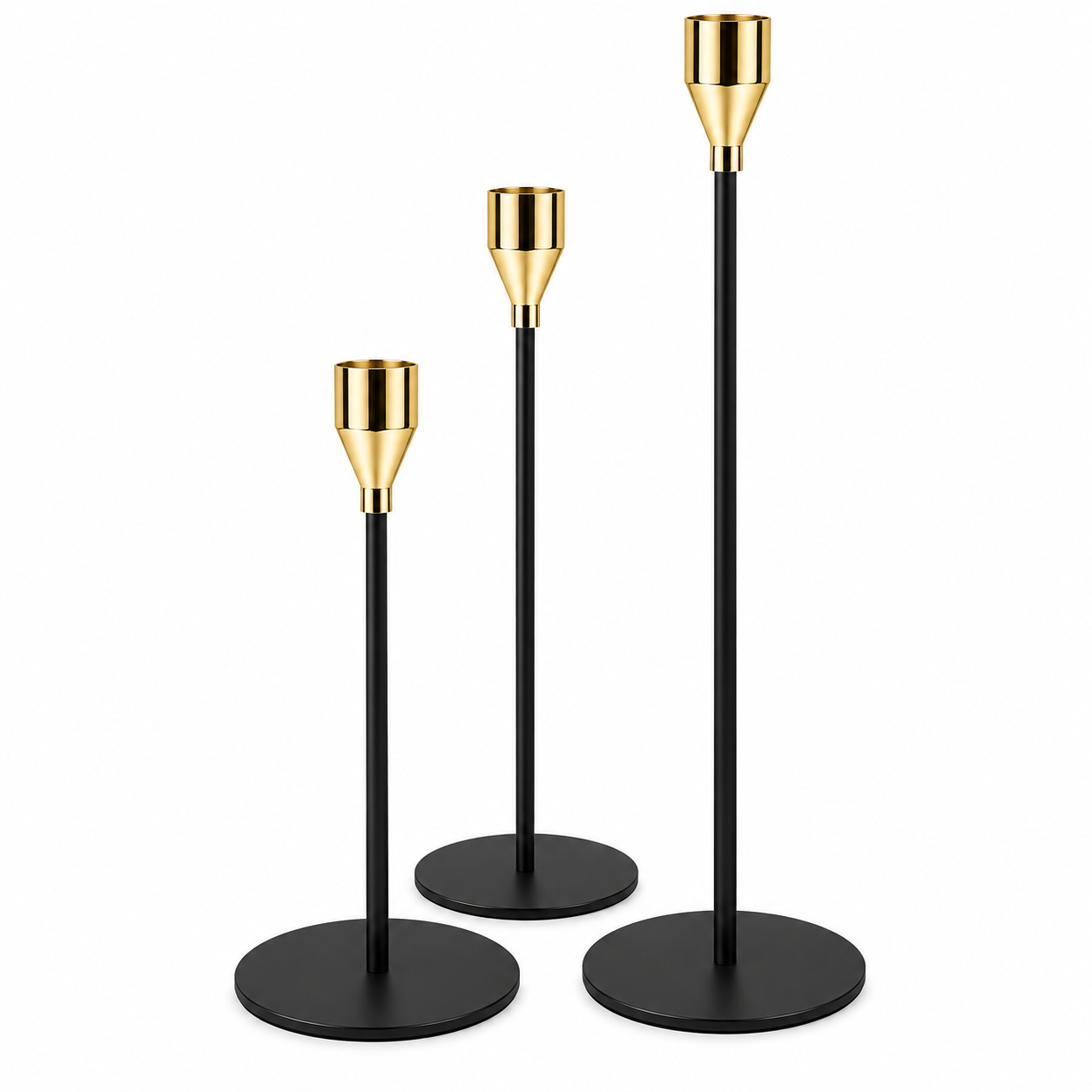 Набор металлических подсвечников Gold Pearl GK-4206 на высокой ножке 22,5/27,5/32,5 см 3 шт. Черный (3206421848)