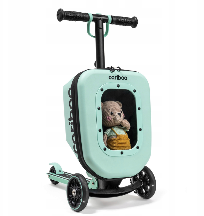 Самокат трехколесный CARIBOO iTRAVEL с детским чемоданом 2в1 Mint (100889) - фото 4 Самокат трехколесный CARIBOO iTRAVEL с детским чемоданом 2в1 Mint (100889) - фото 4