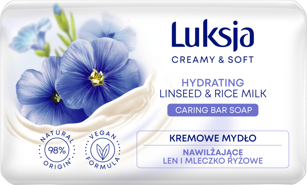 Крем-мило тверде Luksja Creamy&Soft зволожуюче Льон та рисове молоко 90 г (22282624)