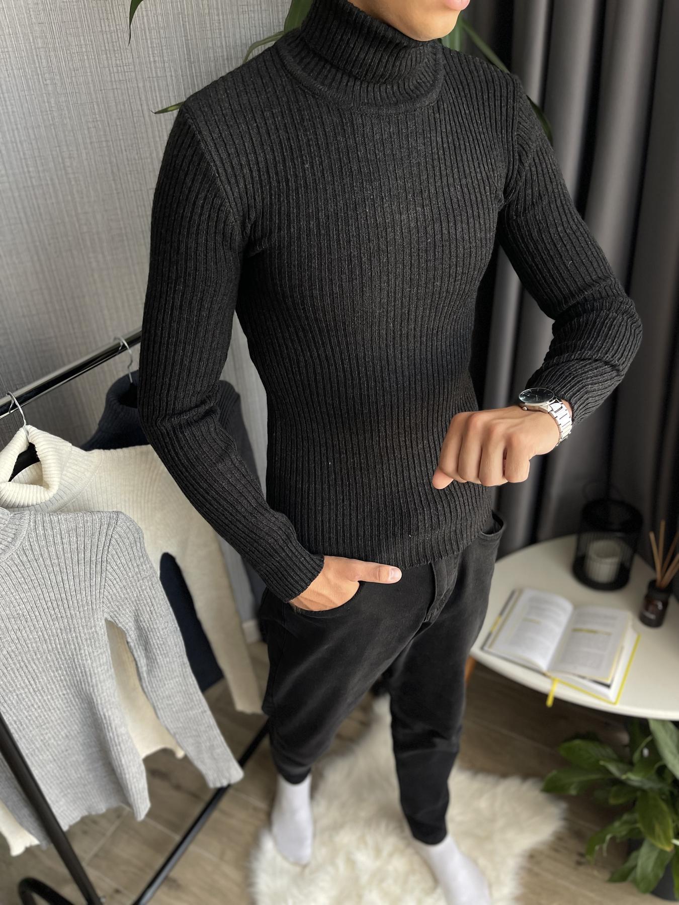 Гольф мужской в рубчик зимний с высоким горлом M Черный (25537/1/1) - фото 6 Гольф мужской в рубчик зимний с высоким горлом M Черный (25537/1/1) - фото 6