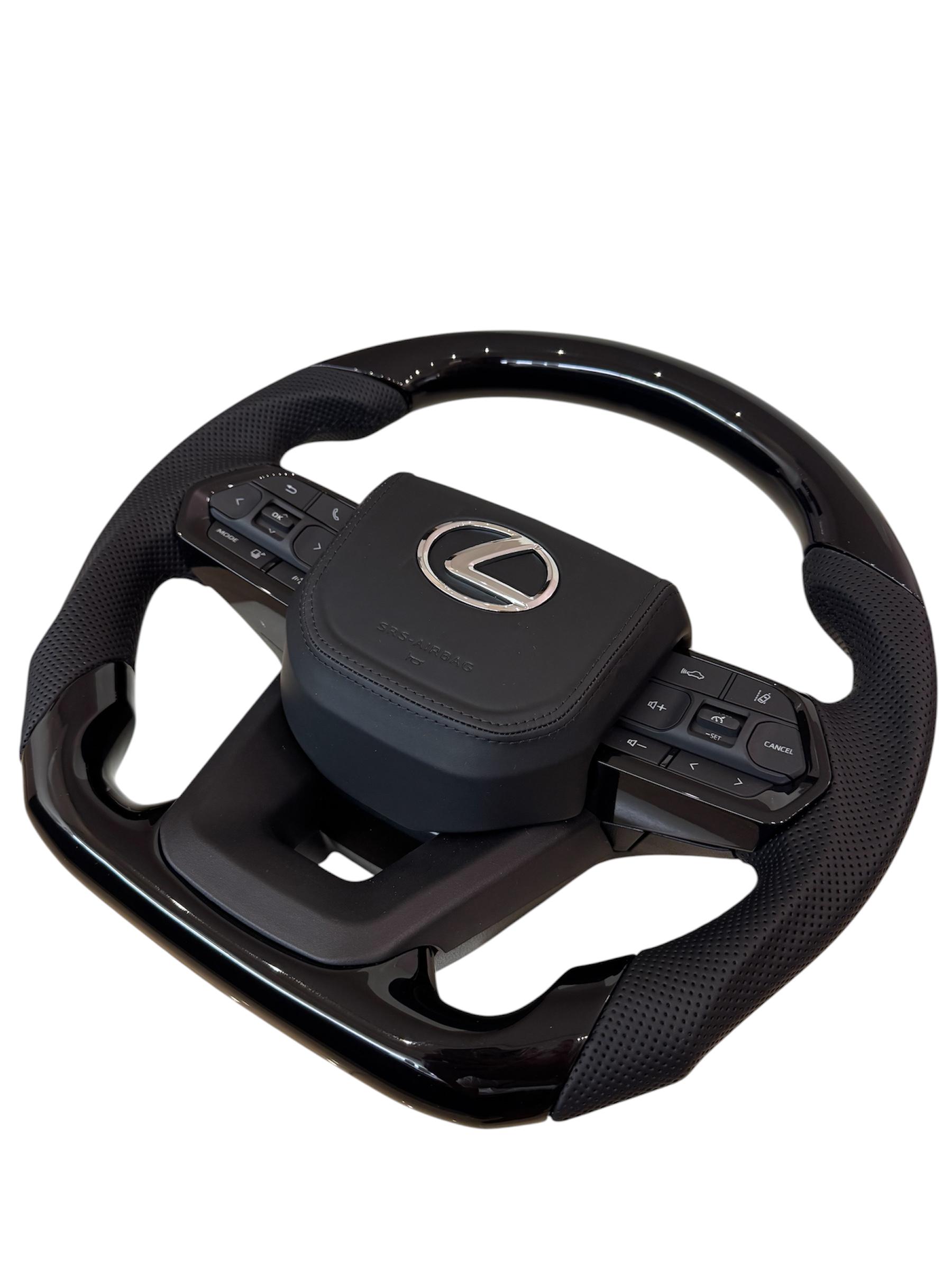 Руль для Lexus LX570/GX460 рояльный лак со скошенным низом gодушка из кожи Хром (29464006) - фото 3 Руль для Lexus LX570/GX460 рояльный лак со скошенным низом gодушка из кожи Хром (29464006) - фото 3