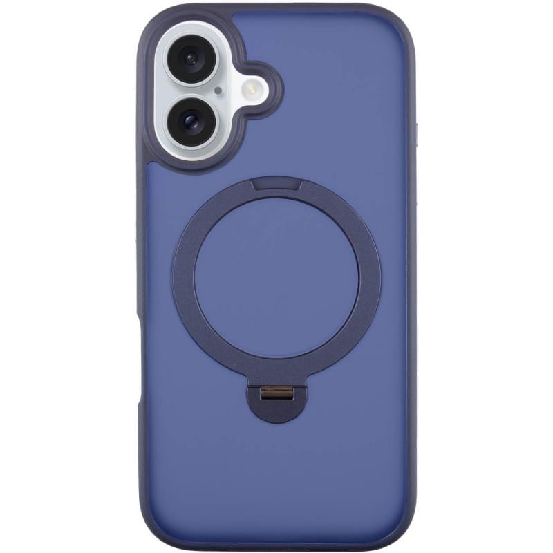 Противоударный TPU+PC чехол Metal Buttons with MagSafe Colorful HQ Ring для Apple iPhone 16 (6.1") Dark Blue