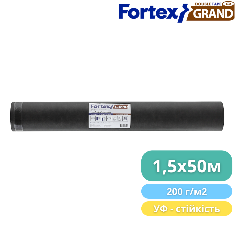 Мембрана дифузійна Fortex Grand 2 Tape 1,5x50 м 75 м2 200 г/м2 Червоний/Чорний (391097) - фото 6 Мембрана дифузійна Fortex Grand 2 Tape 1,5x50 м 75 м2 200 г/м2 Червоний/Чорний (391097) - фото 6