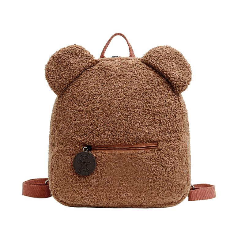 Дитячий рюкзак 6791 на одне відділення із зовнішньою кишенею ремінцем та вушками Brown