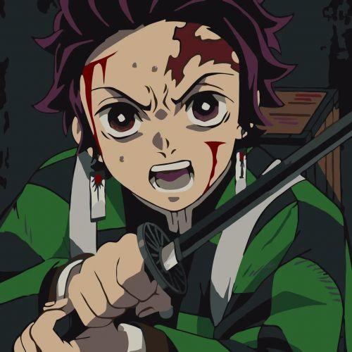 Картина за номерами на ДВП Аніме Клинок 30х30 см