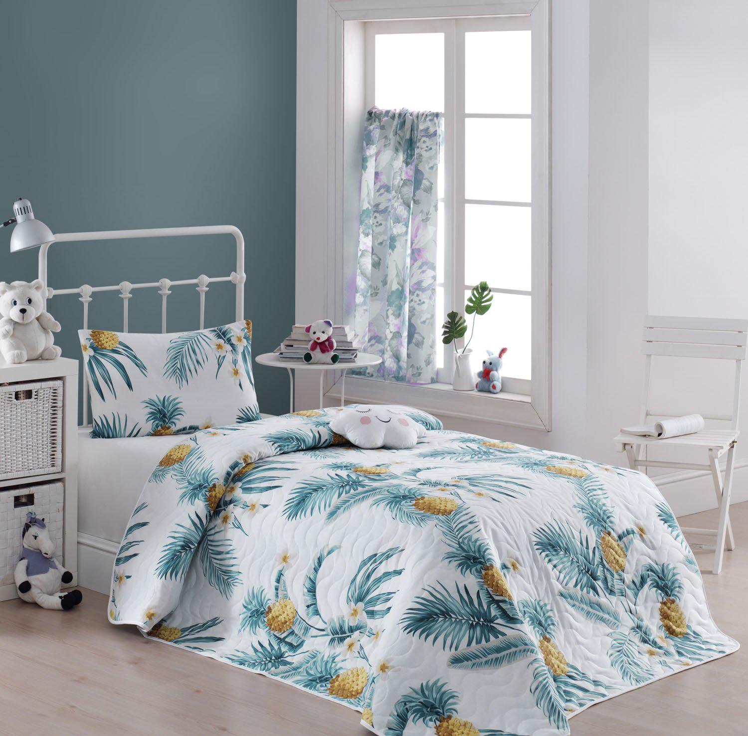 Покрывало стеганное с наволочкой Eponj Home Custom Ananas 160x220 см Белый (svt-2000022240697)