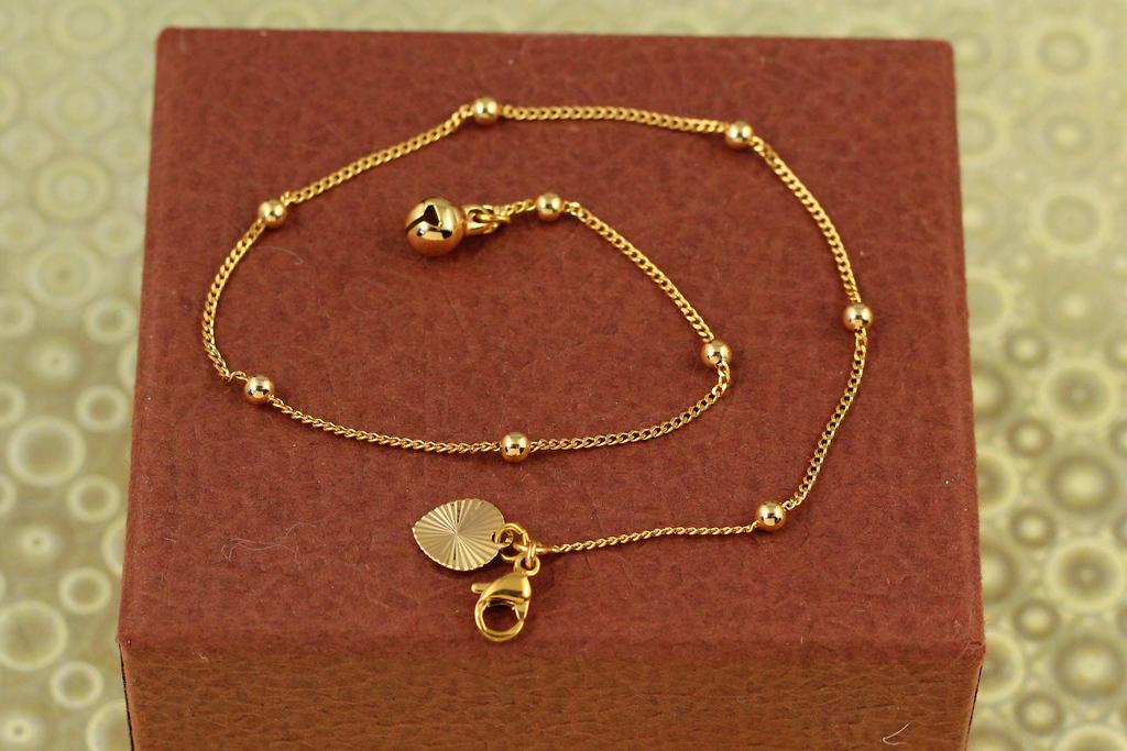 Браслет Xuping Jewelry на ногу панцирный с шариками 26 см 3 мм Золотистый (26614043)