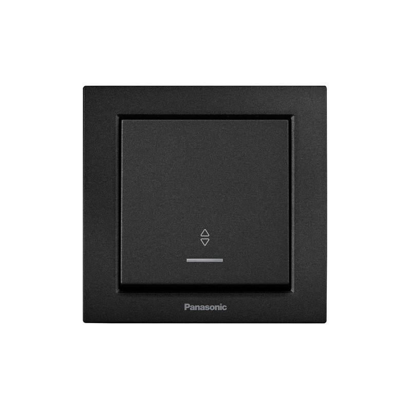 Выключатель проходной одноклавишный Panasonic Karre Plus 55 с подсветкой и рамкой ABS Черный (WDTC90042B UA1)