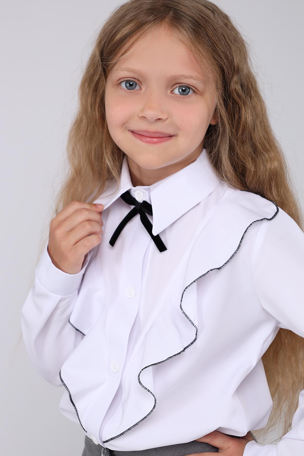 Рубашка с длинным рукавом для девочки Yuki ЦБ-00278745 122 см Белый (35964503) - фото 4