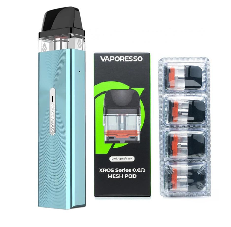 Електронна сигарета багаторазова Vaporesso XROS Mini Kit та 4 додаткових картриджа Sierra Blue (91556948)