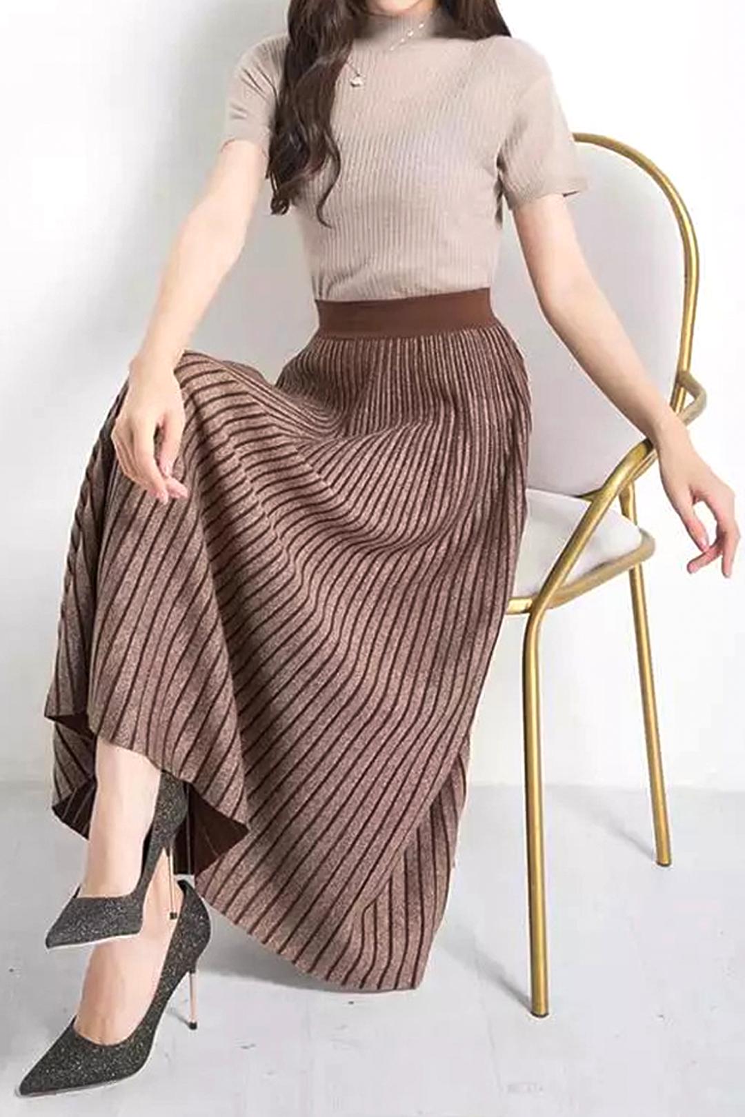 Юбка миди двусторонняя Forza Viva MW-KS-1902A трикотажная р. 42 Коричневый (17852306) - фото 2 Юбка миди двусторонняя Forza Viva MW-KS-1902A трикотажная р. 42 Коричневый (17852306) - фото 2