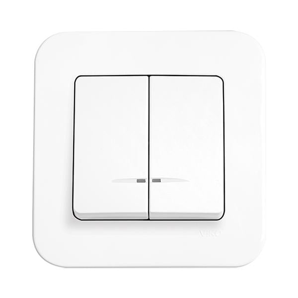 Выключатель Viko Rollina 2-клавишный с подсветкой Белый