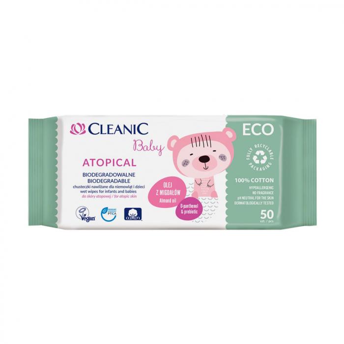 Серветки дитячі вологі Cleanic Eco Baby Atopical 0+ 50 шт.