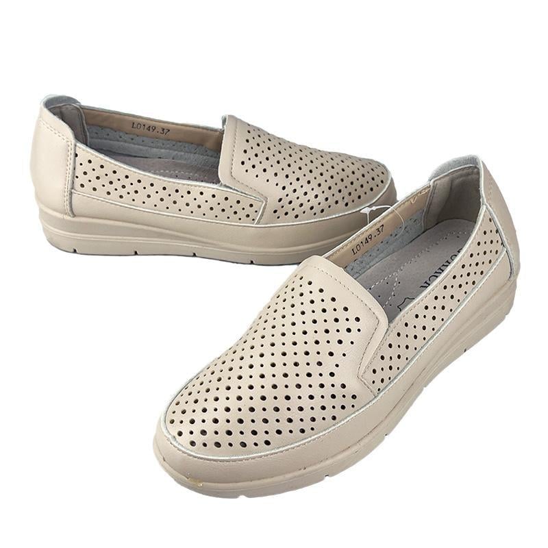 Мокасини жіночі перфорована шкіра 11049 p. 37 23,5 см Бежевий - фото 2