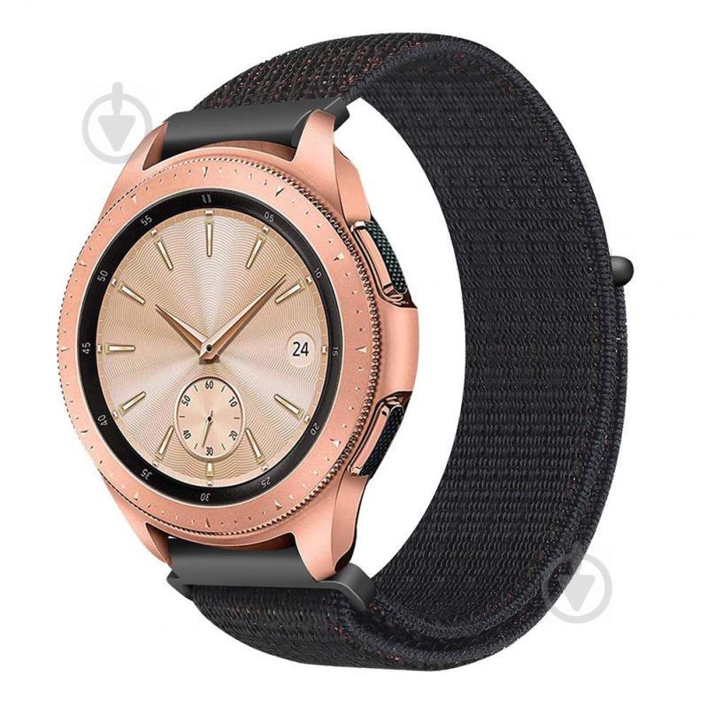 Ремешок BeWatch нейлоновый липучка для Samsung Galaxy Watch 42 мм Черный (1011301.1)